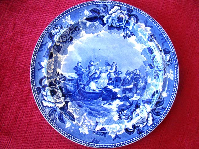 A fine Wedgwood souvenir plate circa 1899 depicting "The Landing of the Pilgrims"
